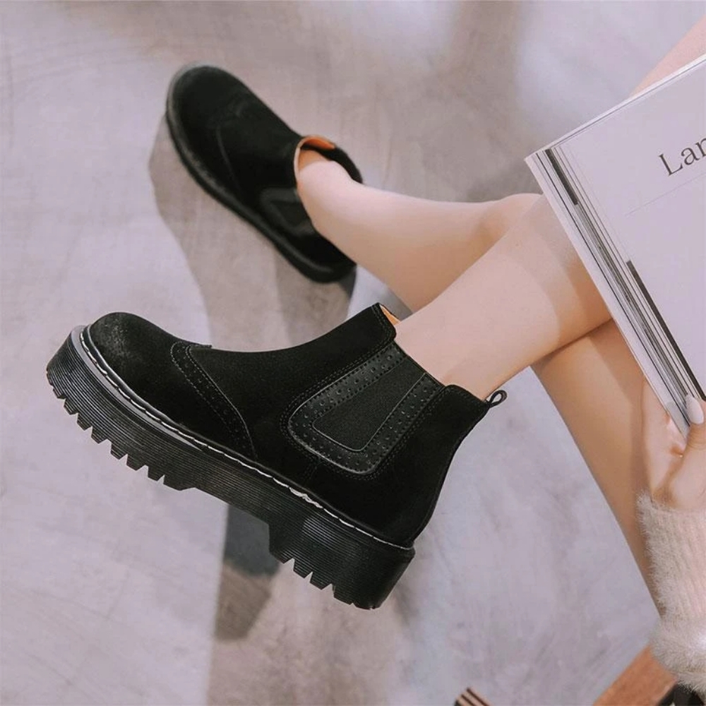 Vintage Flat Platform Ankle Boots